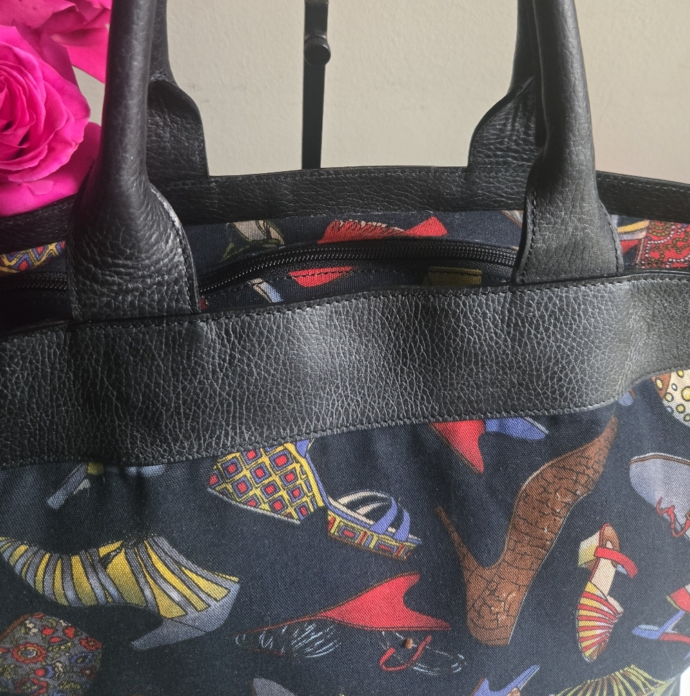 GUC Vintage Salvatore Ferragamo Summer Heel Canvas Tote Shoulder Bag - Picture 8 of 15
